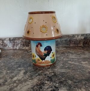 Ceramic Rooster Shade Candle Topper And Holder Farmhouse Cottagecore